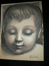 Vintage JOSEF M. KOZAK Original Artwork DRAWING "BABY"-2 Signed Unframed