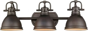 Golden Lighting Duncan 24.5-in 3-Light Rubbed Bronze Transitional Vanity Light - Picture 1 of 8