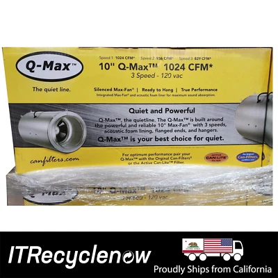 New Can Fan Q-Max 10" 1024 CFM Inline Exhaust Ventilation Hydroponics Grow - Image 1 of 3