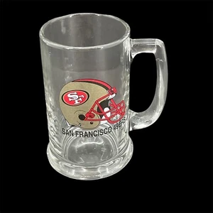 NFL San Francisco 49ers Heavy Glass Beer Mug Logo Helmet Clear 12 oz Handle 5.5" - Picture 1 of 10
