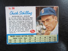 1962 Post Cereal # 56 Chuck Schilling Card (B39) Boston Red Sox