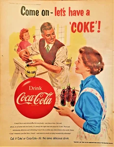 COCA COLA, ANUNCIO "VAMOS A TENER UNA COCA" EN EXCELENTE ESTADO.. 1954. - Imagen 1 de 1
