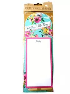 MAGNETIC NOTE PAD & PENCIL - FLOWERS - XMAS GIFT - shopping list - PRETTY - Picture 1 of 1
