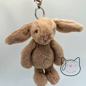 Jellycat BASHFUL BEIGE BUNNY BAG CHARM New BNWT Plush Brown Keychain Key Ring - Picture 1 of 7
