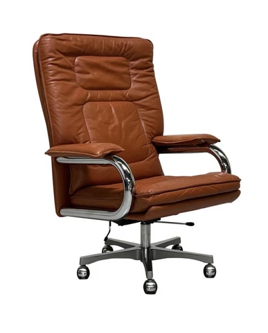 Pace Guido Faleschini Mariani Leather chrome Executive Office Arm Chair Vtg Mcm Cover