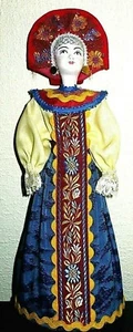Trachtenpuppe Stoff Masse Puppe Russland Märchen Mädchen Figur UDSSR Handarbeit - Bild 1 von 3