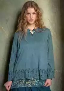 Gudrun Sjoden Size L 16-18 Birta Smock Blouse Artists Tunic Top Green: 46" Bust - Picture 1 of 6