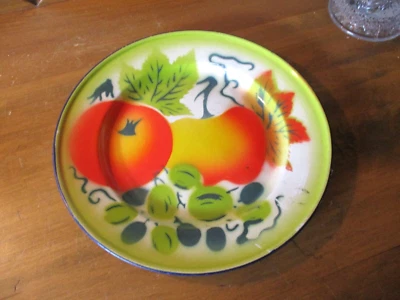 DE COLECCIÓN AÑOS 40-50 AERÓGRAFO ESMALTE FRUTA PERA METAL BRILLANTE PLACA 10" Foto 1 de 3