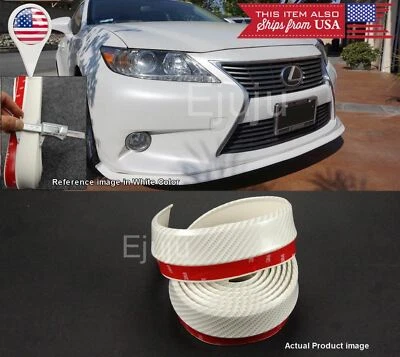 Rubber Glossy White Carbon Look EZ Bumper Lip Chin Trim Protector For Dodge - Image 1 of 3