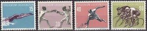 LIECHTENSTEIN 1958 Uni 327-30, Sc.320-23 SPORT Scherma, Tennis, Ciclismo, Nuoto - Foto 1 di 1