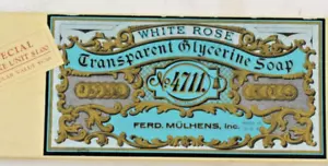 Vintage 4711 Ferd. Mülhens Mulhens White Rose Transparent Glycerin Seifenkiste USA - Bild 1 von 8