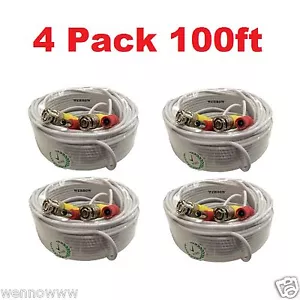 4x 100 Feet CCTV Security Camera Video & Power BNC Cable for Surveillance System - Picture 1 of 2