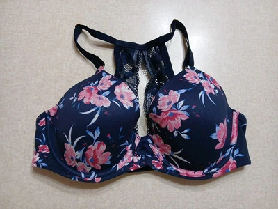 Sujetador Soma 34D Abrazable Espalda Corredora Azul Rosa Floral Forrado Con Aros Foto 1 de 4