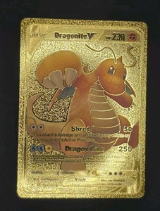 Pokémon Dragonite V 230hp Gold Foil Fan Art Collector Card TCG - Picture 1 of 2