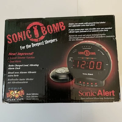 Sonic Bomb Alert Dual Extra Loud Alarm Clock with Bed Shaker Black New - Image 1 of 4