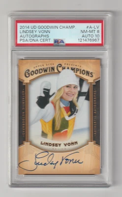 2014  GOODWIN CHAMPIONS  -  LINDSEY VONN  AUTOGRAPH - PSA CARD NM-MT 8, AUTO 10 - Image 1 of 4