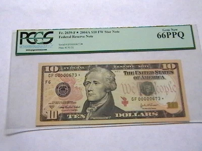 Fr 2039-F* 2004A $10 FRN Atlanta star PCGS 66PPQ low serial number star 00000652 - Image 1 of 4