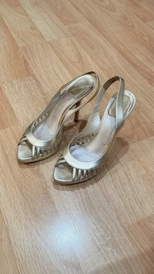 Dior Miss Dior Peep Toe Heels – Size 8.5, Light Gold ITALY - Image 1 of 4