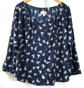 Anthropologie PORRIDGE dunkelblau & weiß Blumenmuster Knopfleiste Bauerntop Bluse L - Bild 1 von 7
