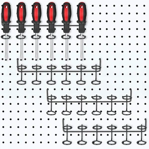 Paquete de 4 soportes para destornilladores y alicates de tablero de clavijas, ganchos organizadores de herramientas de varios anillos - Imagen 1 de 12