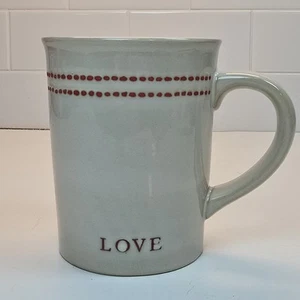 Love Stitched Large Stoneware Mug Hearth & Hand Gray Beige Red 18oz Magnolia  - Picture 1 of 8