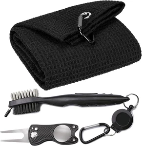VIVIDLY Microfiber Waffle Pattern Tri-fold Golf Towel (16" x 24")| Golf Club ... - Picture 1 of 13
