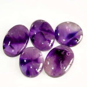 5 Pcs 129 Cts Natural Amethyst Cabochon Loose Gemstone Lot 25x15 20x15mm #15723 - Picture 1 of 9