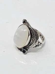 Vintage Sterling Silver 925 and Large Oval Moon Stone \ Ring Size 8 - Picture 1 of 11