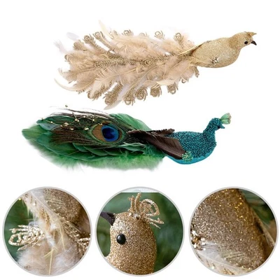 Blau Gold Pfau Christbaumkugel für Baumkranz Girlande und Wohndeko - Bild 1 von 4