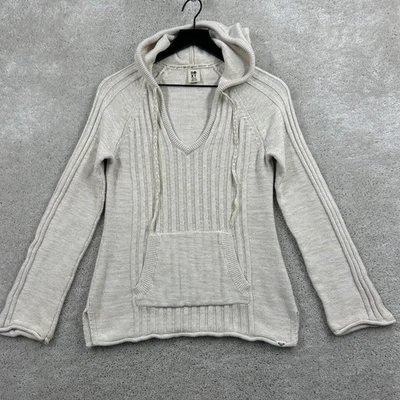 Roxy Sweater Womens Size Small Beige Long Sleeve Hooded Pockets Beach Surf - Image 1 of 4