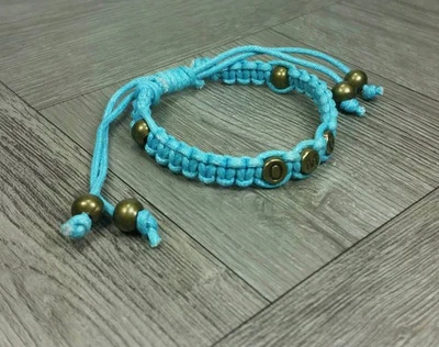 LOL or OMG Bracelet Adjustable Macrame Unisex Purple or Blue Cord Trendy Gift - Image 1 of 4