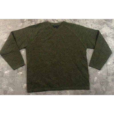 Suéter de golf de lana Grayson Dunn para hombre grande verde cuello en V manga larga merino informal Foto 1 de 4