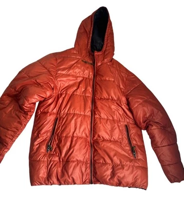 Point Zero Reversible Mens XXL Orange Puffer Jacket With Hood & Black Lining.  - Image 1 of 4