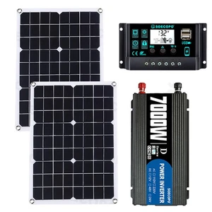  Backup Power Solution: 7000W Solar Inverter Kit  2pcs Solar Panels & Controller - Picture 1 of 22
