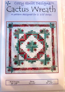 Cozy Quilt Designs Cactus Wreath Jelly Roll Pattern Throw Queen Or Wall Hanging - Picture 1 of 8