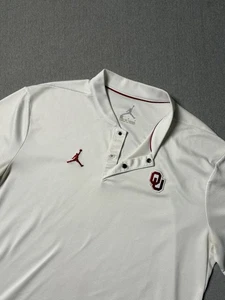 Jordan Oklahoma Sooners Shirt Mens M Red Polo Snap Button Blade Band Collar - Picture 1 of 15