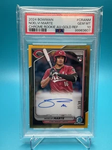 2024 Bowman - Noelvi Marte - Chrome Gold Refractor Rookie Auto /50 PSA 10 - Picture 1 of 3
