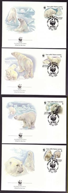 Russia Polar Bears  1987 4 FDCs - Image 1 of 1