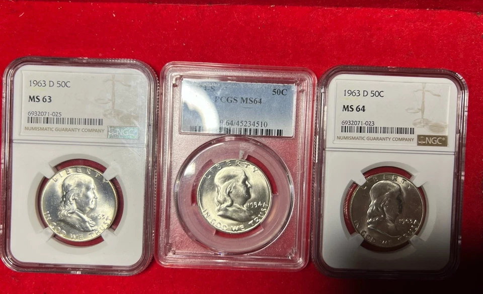 Lot Of 3 Franklin Half Dollars 1954s MS64 And 1963D Ms63 & 4 - Image 1 of 4