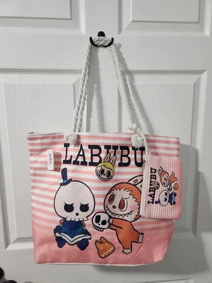 Labubu Style Large Tote Bag With Small Bonus Bag Zipper Closure New - Image 1 of 2