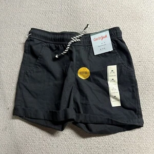 Cat & Jack Black Shorts Adjustable Waist Pockets Pull On Size 7/8 Medium NWT - Picture 1 of 3