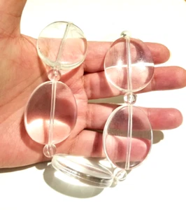** Silberfarbene kräftige klobige klare Lucite Halskette ** - Bild 1 von 4