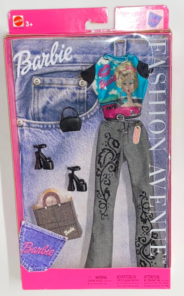 Barbie Fashion Avenue Outift & Accessories w/ Barbie Print Top - Mattel 55516