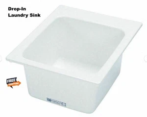 Drop-In Utility Basin Sink Self Rimming Countertop Mounted White - Picture 1 of 5