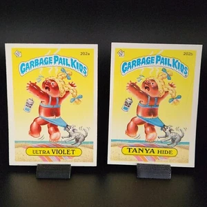 Topps Garbage Pail Kids 1986 202a & 202b Ultra Violet & Tanya Hide OS5 - Foto 1 di 6