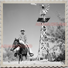 50s FORT STOCKTON PECOS COUNTY TEXAS COWBOY MAN HORSE HAT VINTAGE USA Photo 8585