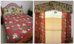 SET LENZUOLA QUEEN: piumone, federe, gonna letto, tenda, Valance: giglio tropicale - Foto 1 di 10