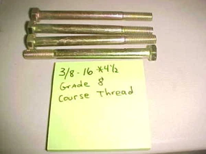 Qty of 4 3/8-16 x 4-1/2" Course Thread Grade. 8 Hex Cap With free shipping - Bild 1 von 2