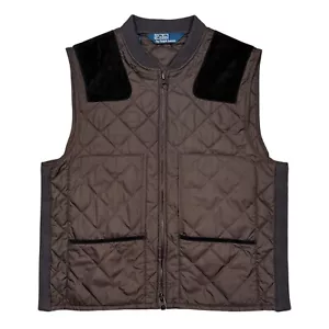 Vintage Polo Ralph Lauren Calf Skin Leather Quilted Shooting Vest Mens XL - Picture 1 of 10
