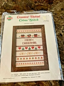 CROSS STITCH KIT CHRISTMAS SAMPLER 5X7 FINISHED SIZE - Picture 1 of 3